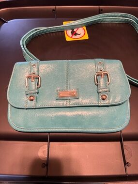 Franck Sarto Turquoise Buckle-Front Crossbody Bag